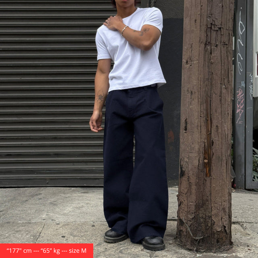 Pleated Pants | Baggy, Wide-Leg #Dark Navy