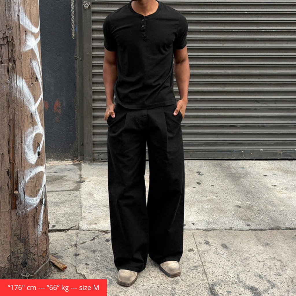 Pleated Pants | Baggy, Wide-Leg #Black